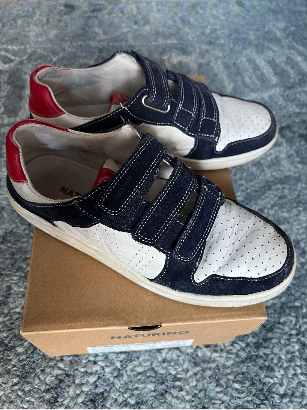 Naturino Navy, White and Red Kids Velcro Sneakers